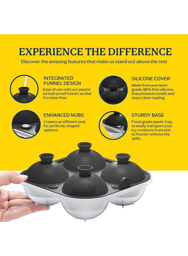 Samuelworld Large Silicone Premium Ice Trays, 2 Inches Big Cubes & 2.5 Inches Sphere Ice Molds - BPA Free, Craft Ice Maker for Gifting, Easy Release - Black(With Ice Bag) - Image 4