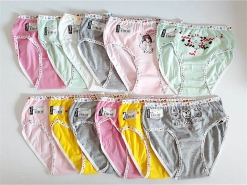 Tutku 12 Pack Economical Pack Printed Elastane Girls' Panties  - Image 1