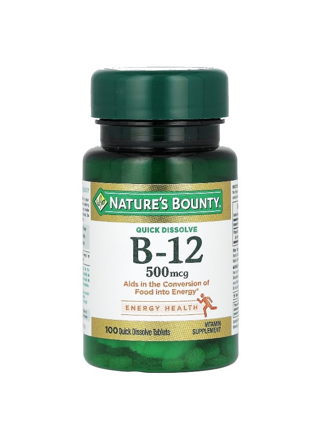NATURE'S BOUNTY - Nature's Bounty, Vitamin B-12, Natural Cherry, 500 mcg, 100 Quick Dissolve Tablets - Image 1