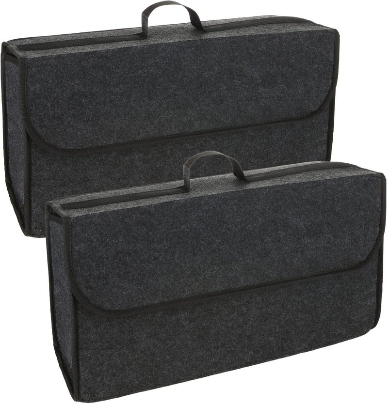 JVCV منظم صندوق السيارة من الفelt - عبوة 2، منظم تخزين السيارة وإكسسوارات السيارة غير القابلة للانزلاق للسيارة، SUV، سيدان، شاحنة، ميني فان، قاعدة غير قابلة للانزلاق (كبير)، سيارات، رمادي - Image 1