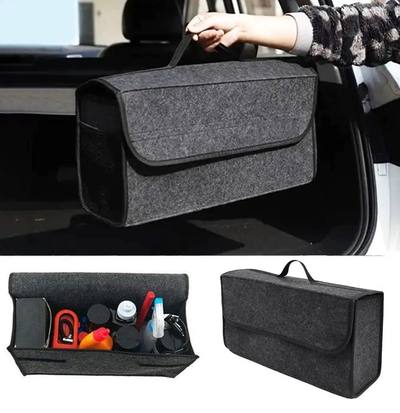JVCV منظم صندوق السيارة من الفelt - عبوة 2، منظم تخزين السيارة وإكسسوارات السيارة غير القابلة للانزلاق للسيارة، SUV، سيدان، شاحنة، ميني فان، قاعدة غير قابلة للانزلاق (كبير)، سيارات، رمادي - Image 4