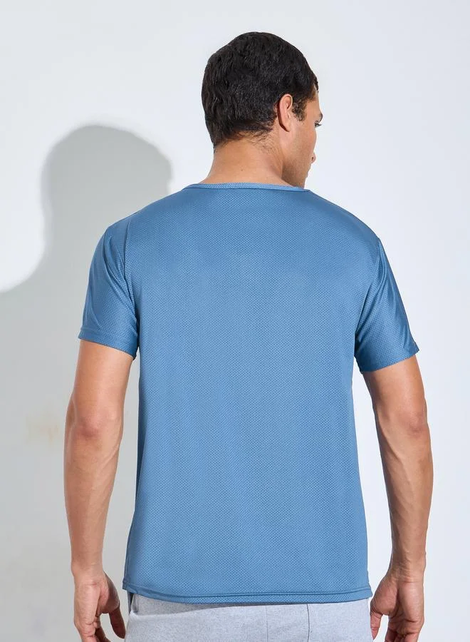 Styli Active  Men Blue Regular Fit Activewear T-Shirt for Men | Best Price UAE