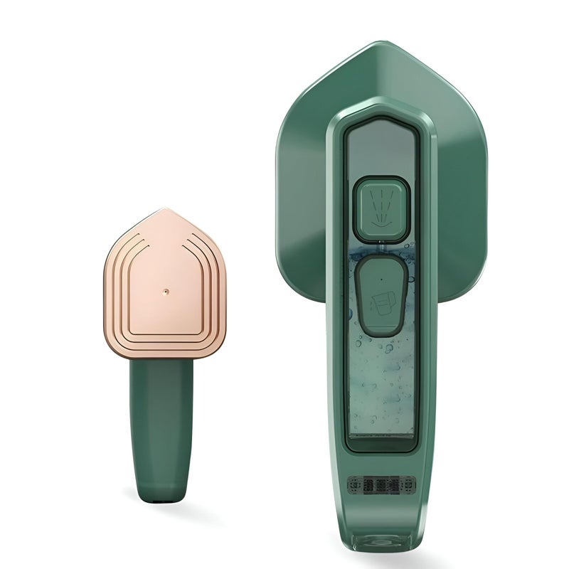 Handheld Fabric Steamer - Lightweight portable steamer for wrinkles, green, 20x11.5x7cm, safe for delicate and thick fabrics during travel or home use. - Image 1
