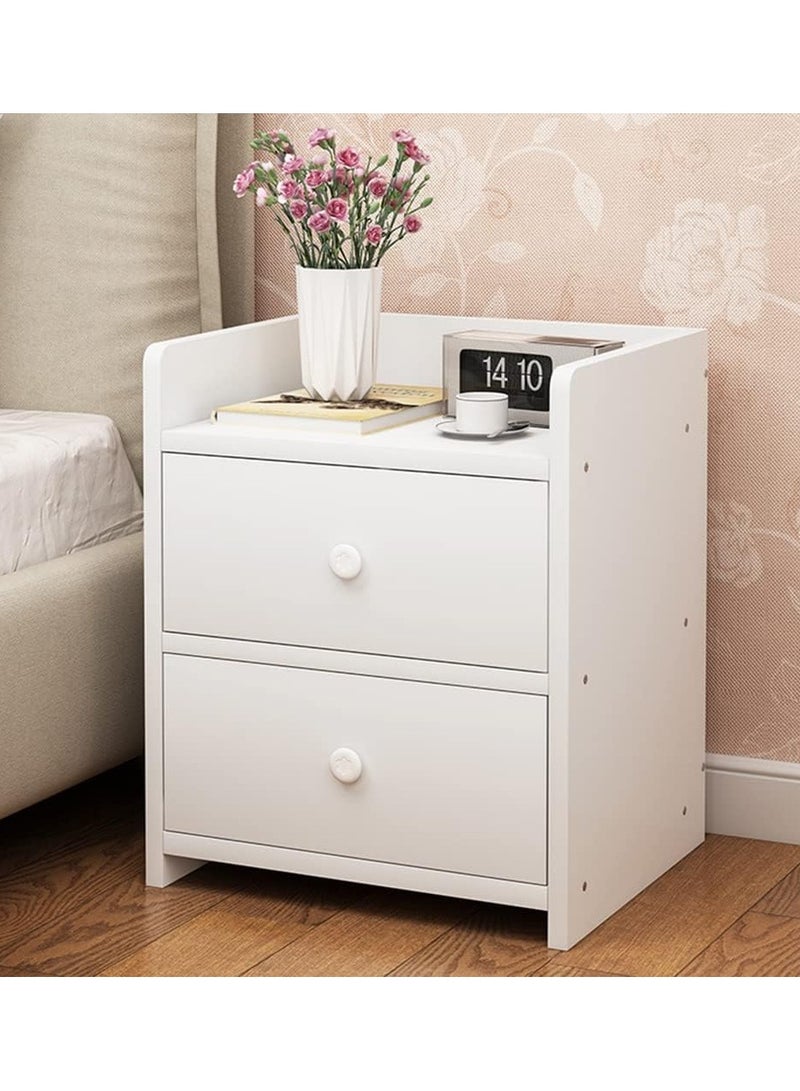 Bedside Table with Drawer and Shelf  Bedroom Nightstand White Wood Modern Simple Sofa Chairside End Table Telephone Table Accent Furniture for Living Room - Image 2