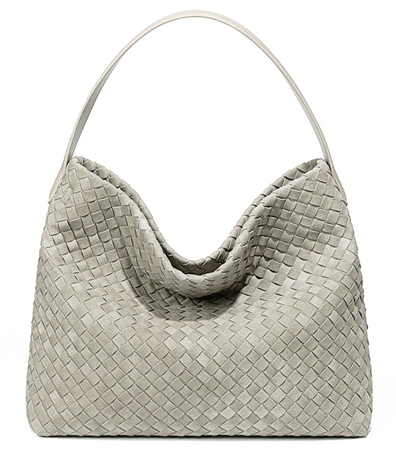 Molodo Woven Suede Shoulder Bag for Women Suede Hobo Bag Tote Elegant Handbag Satchel for Work Travel - Image 1