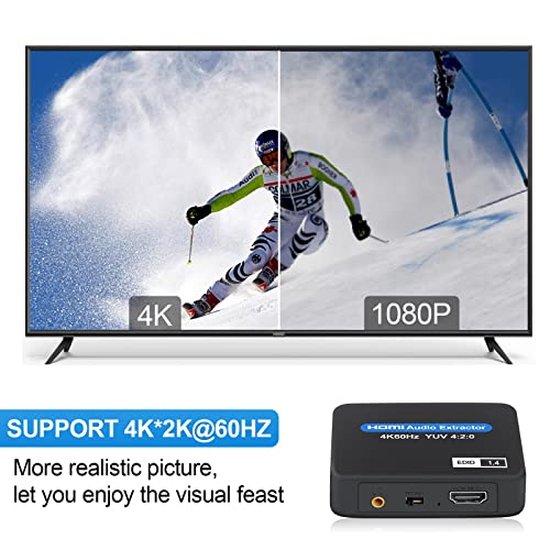 Newcare HDMI Audio Extractor, 4K @ 60Hz HDMI to HDMI + Optical Toslink SPDIF + 3.5 mm Audio Output, HDMI Audio Converter Adapter Embedder Support 1080P 3D for Fire Stick, Xbox Laptop - Image 5