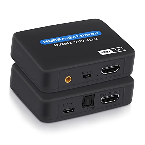 Newcare HDMI Audio Extractor, 4K @ 60Hz HDMI to HDMI + Optical Toslink SPDIF + 3.5 mm Audio Output, HDMI Audio Converter Adapter Embedder Support 1080P 3D for Fire Stick, Xbox Laptop - Image 1