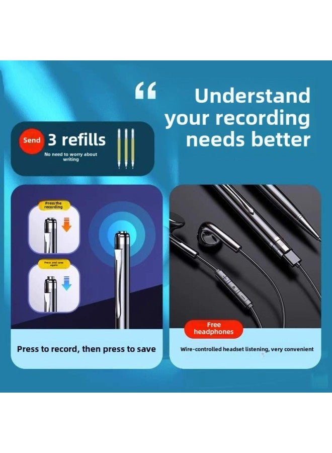 Recording Pen Portable Professional HD Noise Reduction Artifact Intelligent Real-time Text Transfer Portable Meeting Bluetooth-Body Color:Android Version [supports Android Phone Link + One-click Recording + Long Battery Life] Comes With 3 Refills-Memory Capacity:128GB  - Image 3