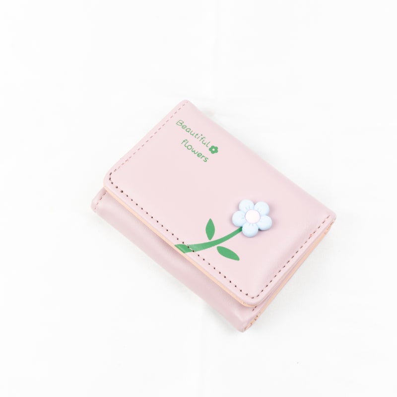 Leather Flip Wallet & Card Holder with Multiple Pockets - Purple - Image 1
