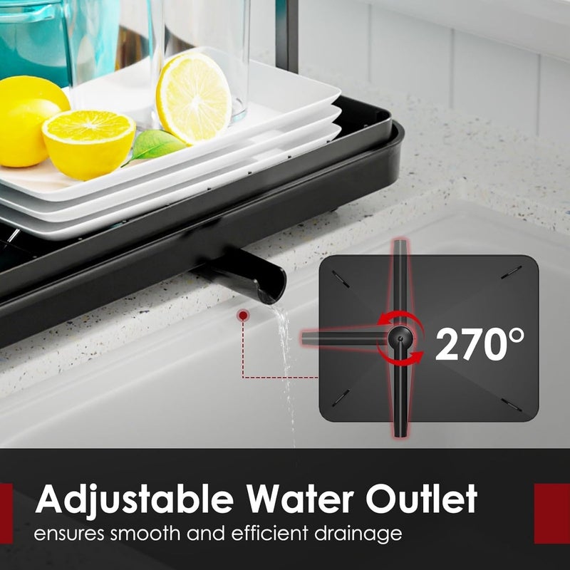 NIUB Dish Drying Rack, 2 Tier Dish Rack Dish Drying Stand with Utensil Holder & Drainboard Tray & Cutting Board Holder, Large Capacity Dish Drainer Collapsible Rust-Resistant Dish Rack (2 Tier) - Image 4