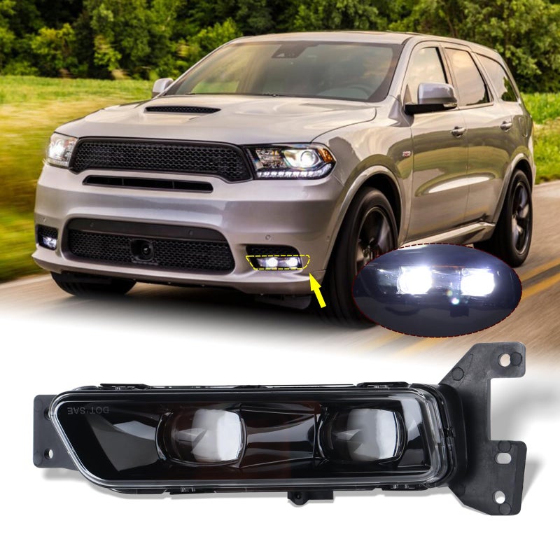 KAMDKI Left Driver Side LED Fog Light Compatible for 20172022 Jeep Grand Cherokee 20142022 Dodge Durango Front Bumper Light With Bulbs Assembly LH 68275511AC