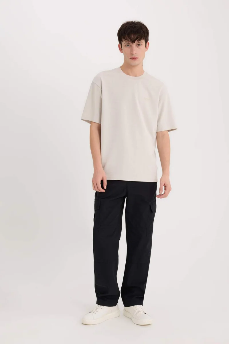 DeFacto Boxy Fit Crew Neck Printed Heavy Fabric T-Shirt