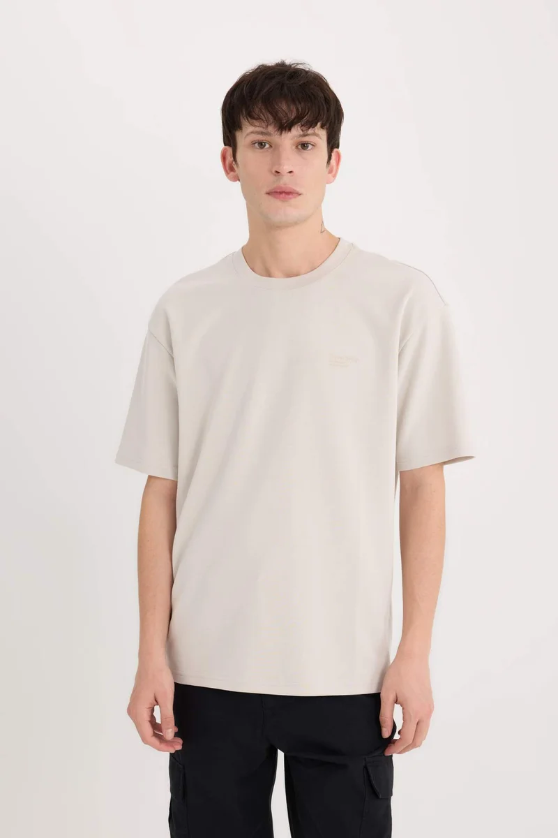 DeFacto Boxy Fit Crew Neck Printed Heavy Fabric T-Shirt