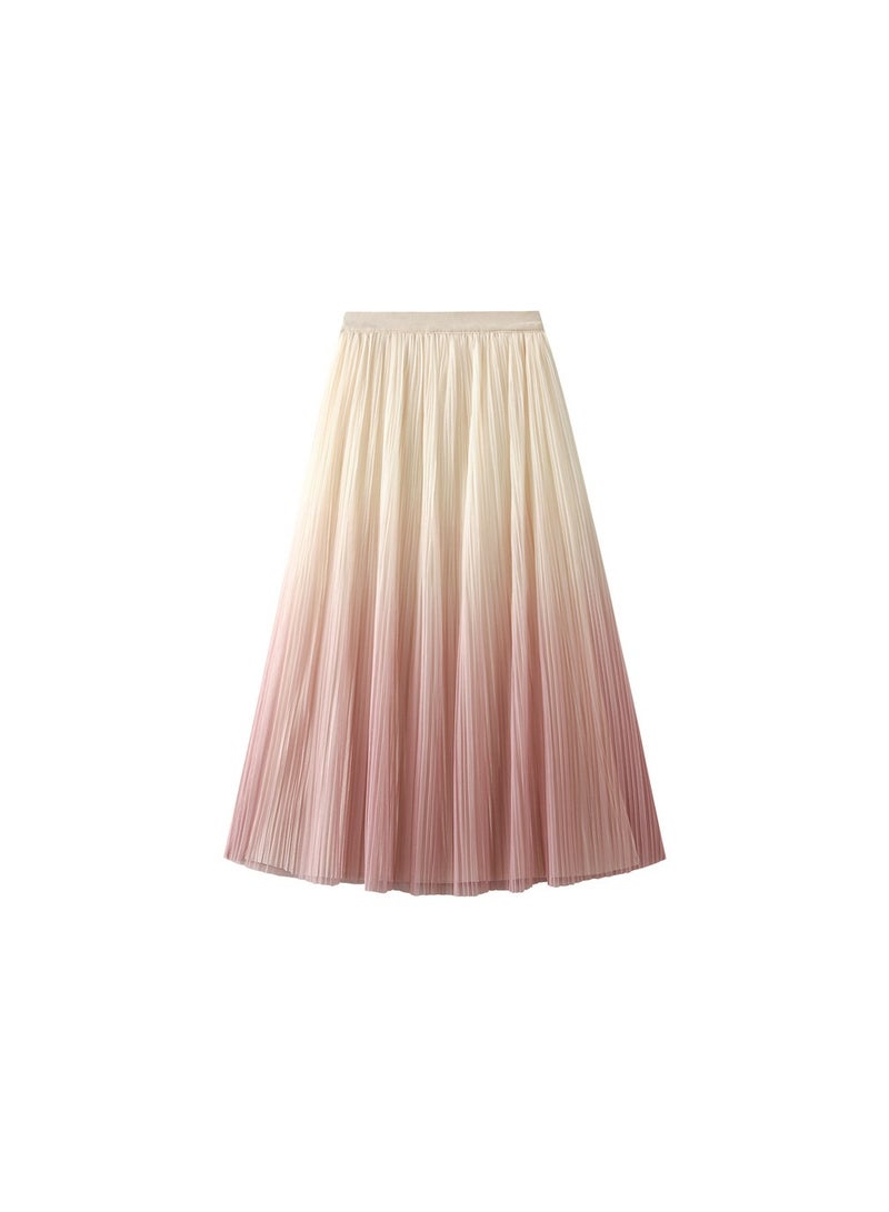 wenhuaren Women's Gradient Pleated Half Length Skirt Pink  - Image 1