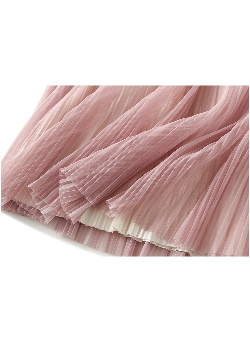 wenhuaren Women's Gradient Pleated Half Length Skirt Pink  - Image 2