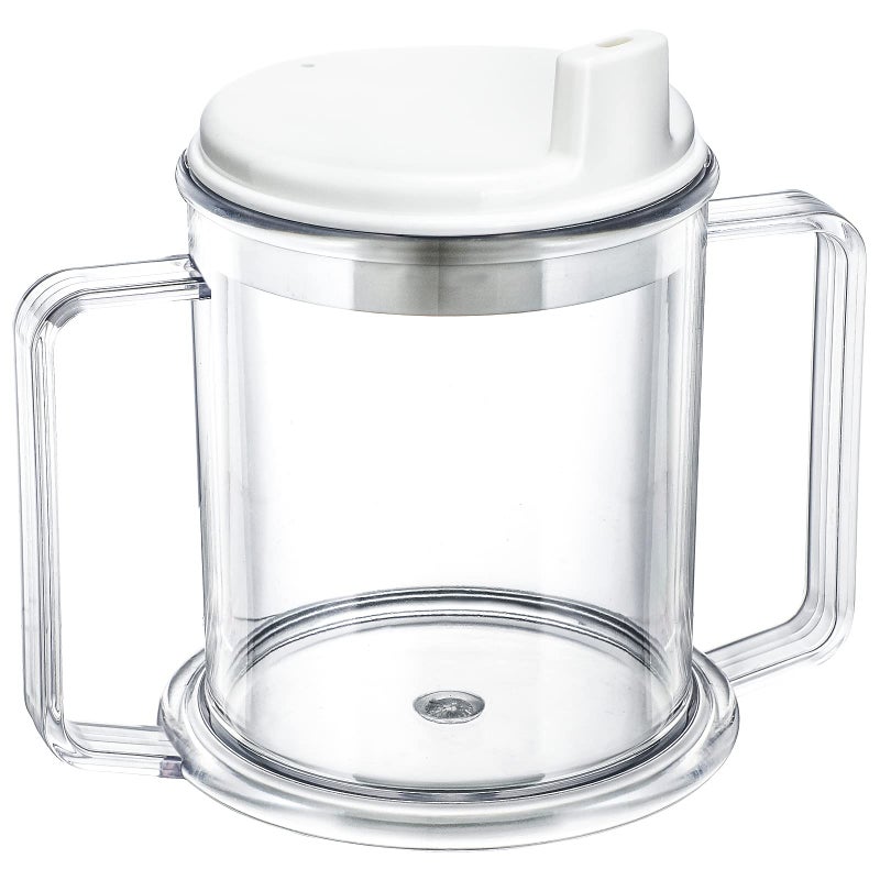 Eaasty Adult Sippy Cup 2 Handle Plastic Mug 10 oz No Spill Cups for Elderly Spill Resistant Lightweight Drinking Mug with Easy to Grasp Handles for Hot and Cold Beverages1 Pcs