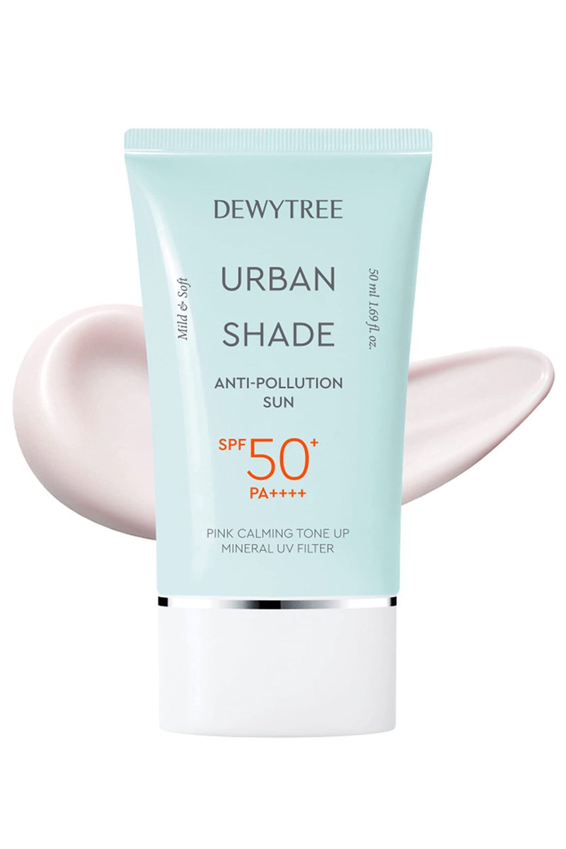 DEWYTREE Urban Shade Skin Sun Protection Daily Face Moisturizer with SPF 50 Pa Face Moisturizer for Dry Skin Pink Tone Up Cream Matte Sunscreen Sunblock for Face SPF Face Lotion 169 fl oz