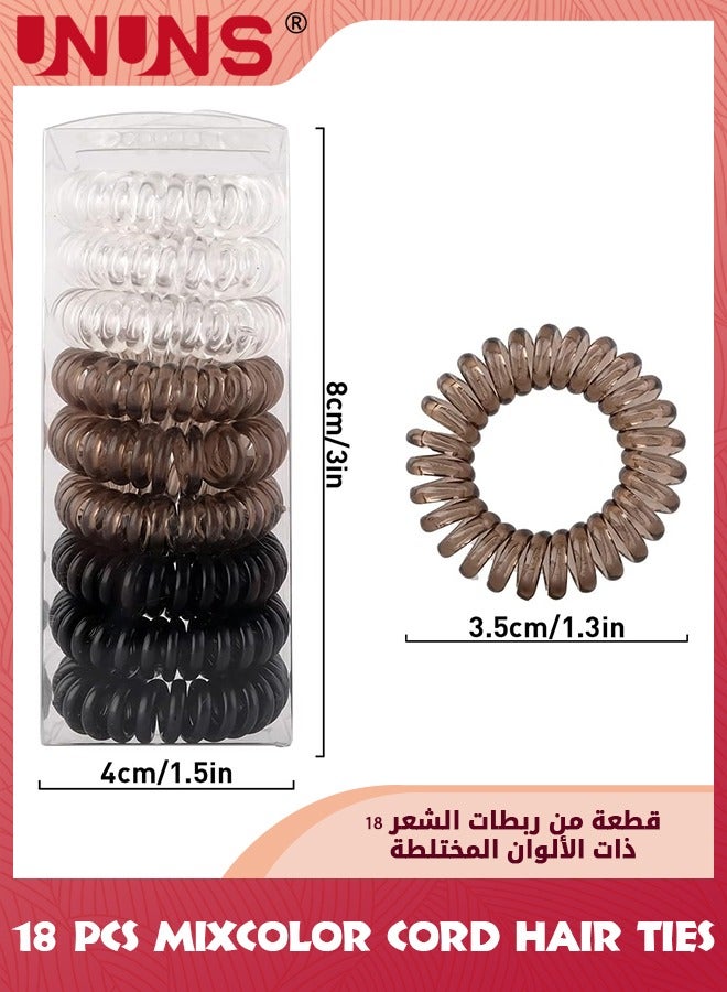 UNUNS 18 PCS Gradient Colors Spiral Hair Ties,No Creas Coil Hair Ties,Phone Cord Hair Coil,Ponytail Holder Elastic Coil Hair Ties,Traceless Hair Ring,Waterproof Coil Hair Accessories For Women Girls  - Image 2