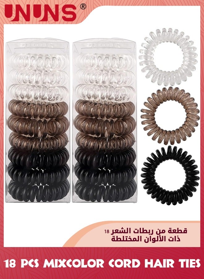 UNUNS 18 PCS Gradient Colors Spiral Hair Ties,No Creas Coil Hair Ties,Phone Cord Hair Coil,Ponytail Holder Elastic Coil Hair Ties,Traceless Hair Ring,Waterproof Coil Hair Accessories For Women Girls  - Image 1