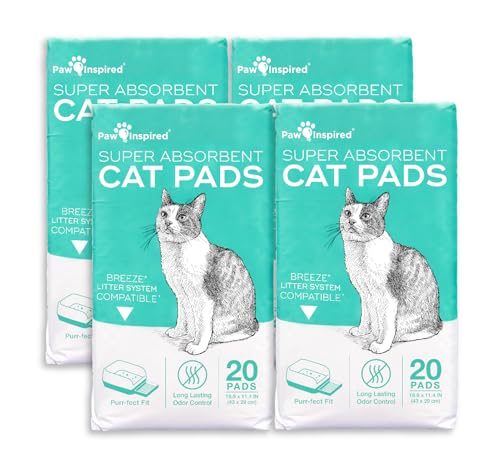 Peritas Paw Inspired Cat Pads, Generic Refills for Tidy Cats Breeze Litter Box System, Disposable Kitty Litter Liners, Super Absorbent Pee Pads, 16.9 x 11.4 Inch (Original/Unscented, 80 Count) - Image 1
