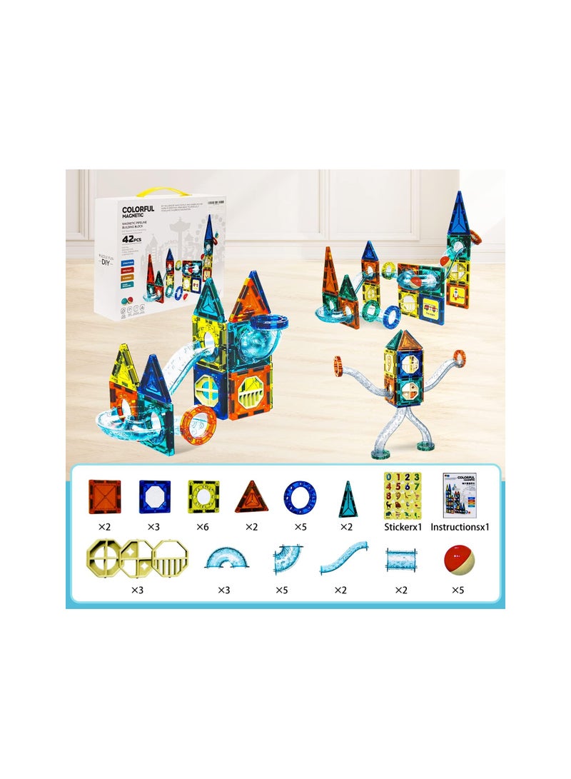 كلورفول مجموعة ألعاب مغناطيسية للأطفال الصغار على شكل أرنب من اليشم، مكعبات بناء مغناطيسية لمرحلة ما قبل المدرسة، ألعاب جذعية مغناطيسية (42 قطعة) - Image 3