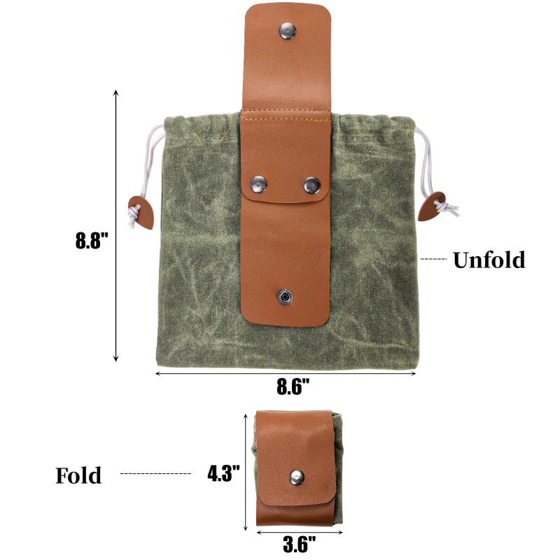 Mezchi 3 Pack Mushroom Foraging Bag, Collapsible Waxed Canvas Bag, Leather Foraging Pouch Basket for Camping, Hiking Hunting, Grocery Storage, 3 Colors - Image 2