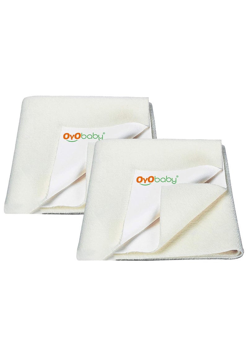 OYO BABY OYO BABY - Waterproof Mattress Protector Sheet | Dry Sheet for Kids and Adults - Kids Waterproof Dry Sheet Cotton Bed Protector (Baby Bed Protector Medium Size - 100cm x 70cm - (Pack of 2), Ivory)  - Image 1