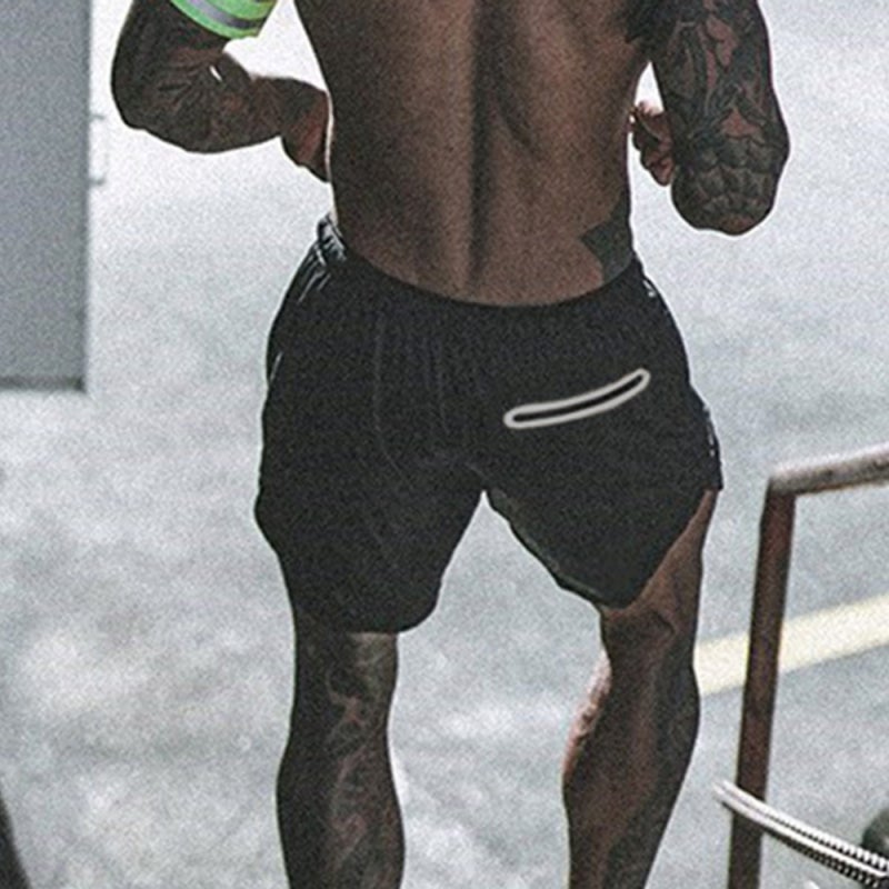 Men Running Shorts 2-in-1 Workout Shorts with Inner Pocket: Soft Stretch Fabric Training Sport Wear for Yoga - Black XL - Image 5