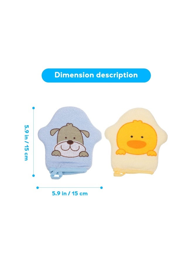 2Pcs Baby Bath Mitt Washcloths Gloves, Cotton Cartoon Puppet Kids Bath Sponge, Washcloths Body Scrub Towels Face Cleaning Brush Tools for Toddler  - Image 5