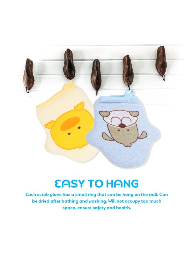 2Pcs Baby Bath Mitt Washcloths Gloves, Cotton Cartoon Puppet Kids Bath Sponge, Washcloths Body Scrub Towels Face Cleaning Brush Tools for Toddler  - Image 4