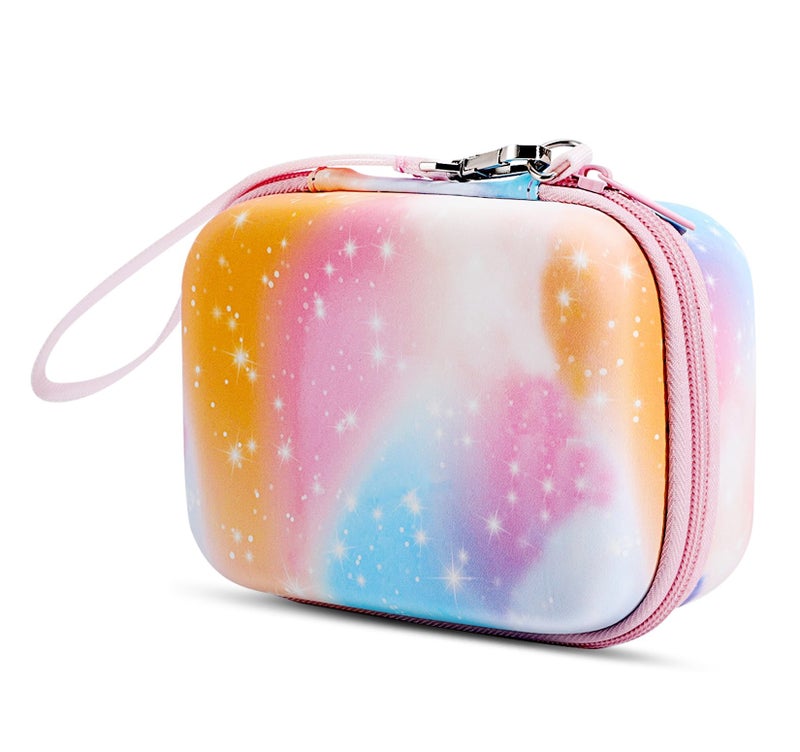 MoKo Kids Camera Case Compatible with Seckton/Goopow/CIMELR/Ourlife/OZMI/GKTZ/Dylanto/PROGRACE/Rindol/Dwfit/hyleton Digital & Video Camera, PU Hard Carrying Bag with Inner Pocket, Pink Starry Sky - Image 1