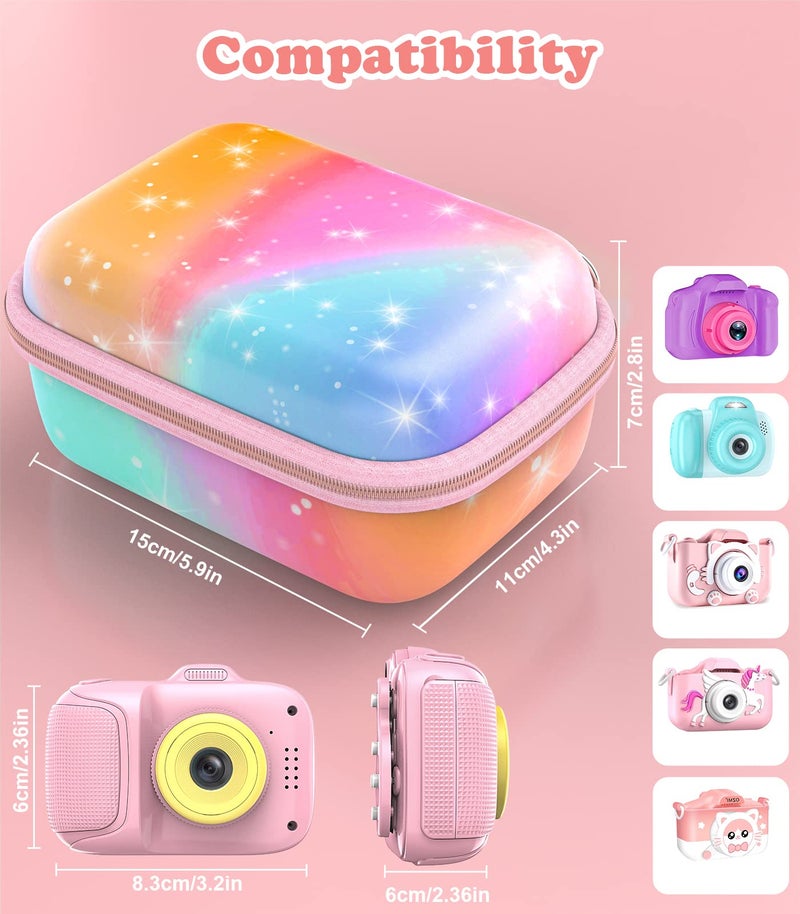 MoKo Kids Camera Case Compatible with Seckton/Goopow/CIMELR/Ourlife/OZMI/GKTZ/Dylanto/PROGRACE/Rindol/Dwfit/hyleton Digital & Video Camera, PU Hard Carrying Bag with Inner Pocket, Pink Starry Sky - Image 2