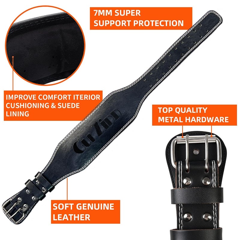GurZinn 7Mm Leather Fitness Weight Lifting Belt For Women&Men With 4 Inches Padded Lumbar Support For Power Lifting Workout & Squats Exercise - Image 2