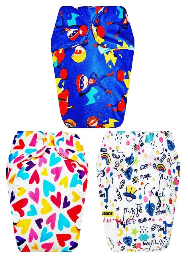 حفاضات قماشية فاخرة من دمبلدو للأطفال حديثي الولادة مع حشوة داخلية مدمجة (عبوة من 3 قطع) | ناعمة ولطيفة | وسادة ماصة من 6 طبقات | سهلة التنظيف | ضرورية للاستخدام اليومي | من 0 إلى 4 أشهر | للجنسين - Image 1