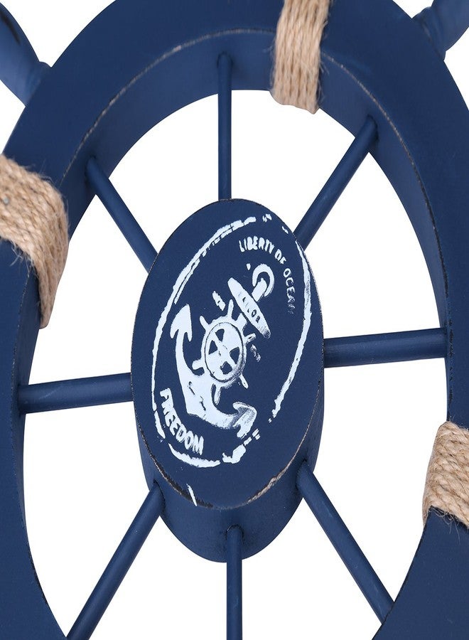 Rienar Nautical Ship Steering Wheel - 11" Diameter Wooden Beach Home Wall Décor With Fishing Net/Shell/Fish/Starfish/Seagull - Image 3