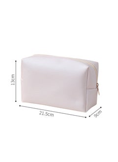 New PU Square Cosmetic Bag Solid Color Elegant Waterproof Travel CaseCreamy-white large size Creamy-white large size