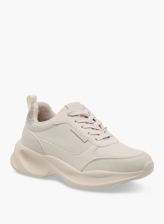 Flora Bella By Shoexpress Women's Logo Detail Sneakers with Lace-Up Closure