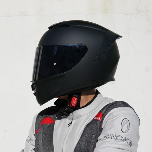 MXJ Gear Full Face Motorcycle Helmet,Helmets for Adults Motorcycle, MG611 Motorbike Racing Street Bike Helmets with Black Visor for Men Women,DOT Approved (Matte Black, M) - Image 2