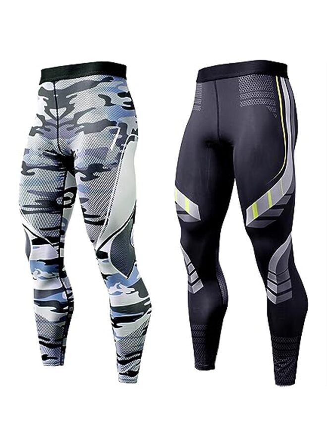 SHOP Compression Pants Men Running Tights 2 Pack Gym Yoga Leggings for Athletic Workout, Smooth and Ultra-Soft Fabric (XXL) - Image 1