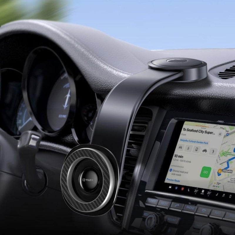 آي كيو تاتش حامل سيارة مغناطيسي قابل للفصل 360° MagSafe، حامل هاتف مغناطيسي قابل للثني للسيارة، جذب مغناطيسي قوي، قاعدة دوارة 360 درجة، لصق قوي 3M، متوافق مع جميع سلسلة MagSafe، أسود - Image 1