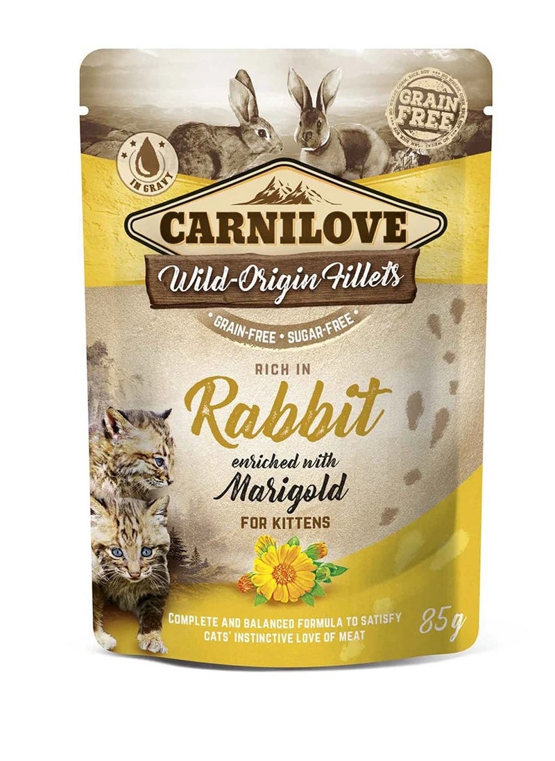 CARNILOVE Carnilove Wet Cat Food Pouches for Kittens Rabbit with Velvet Flower 85g  - Image 1