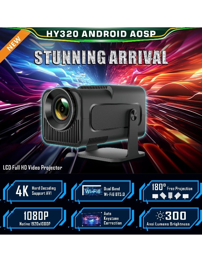 Topleo HY320 mini portable projector 4K 200 ANSI smart projector, with WiFi 6 BT 5.0 screen adjustment 180-degree rotation built in Android 11.0 OS - Image 2