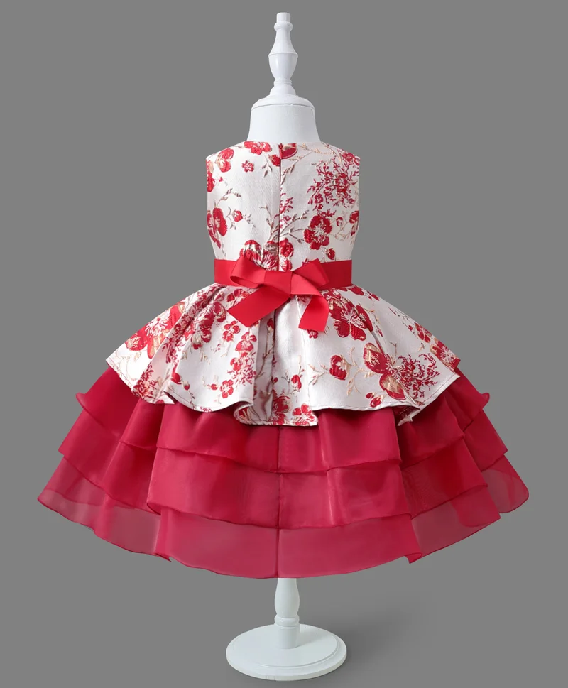 مارك وميا فستان مارك وميا بدون أكمام مزين بالزهور - أحمر