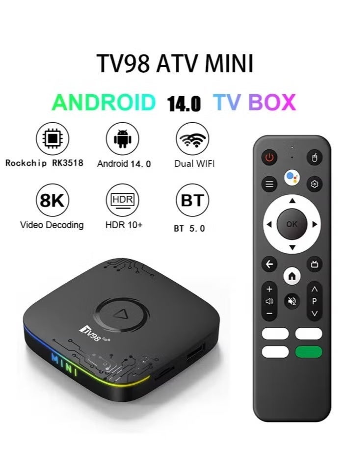 TV98 8K Smart TV Box with Dual Wi-Fi, Illuminated Breathing Light & Android 14 - Image 1