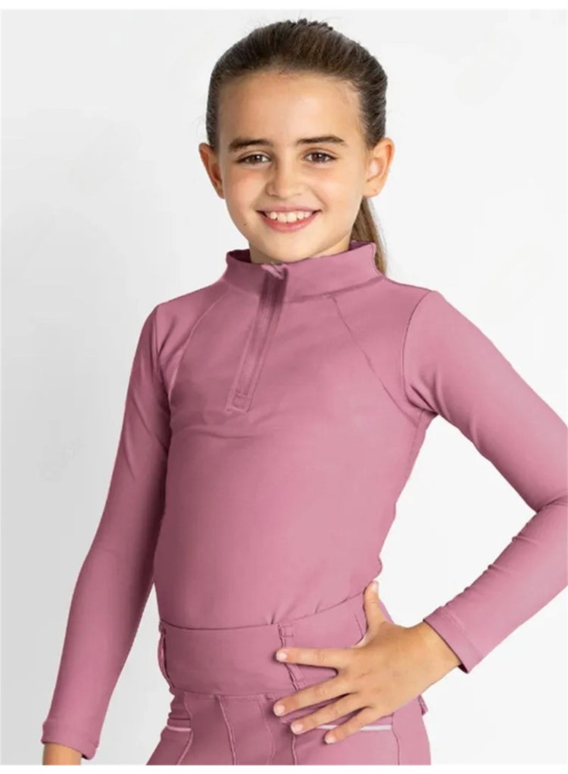 general Zipper Equestrian T-Shirts Girls Long sleeve Sport Horse Riding Clothes Breathable Tops Girl Trainning Competition Blouse - Image 1