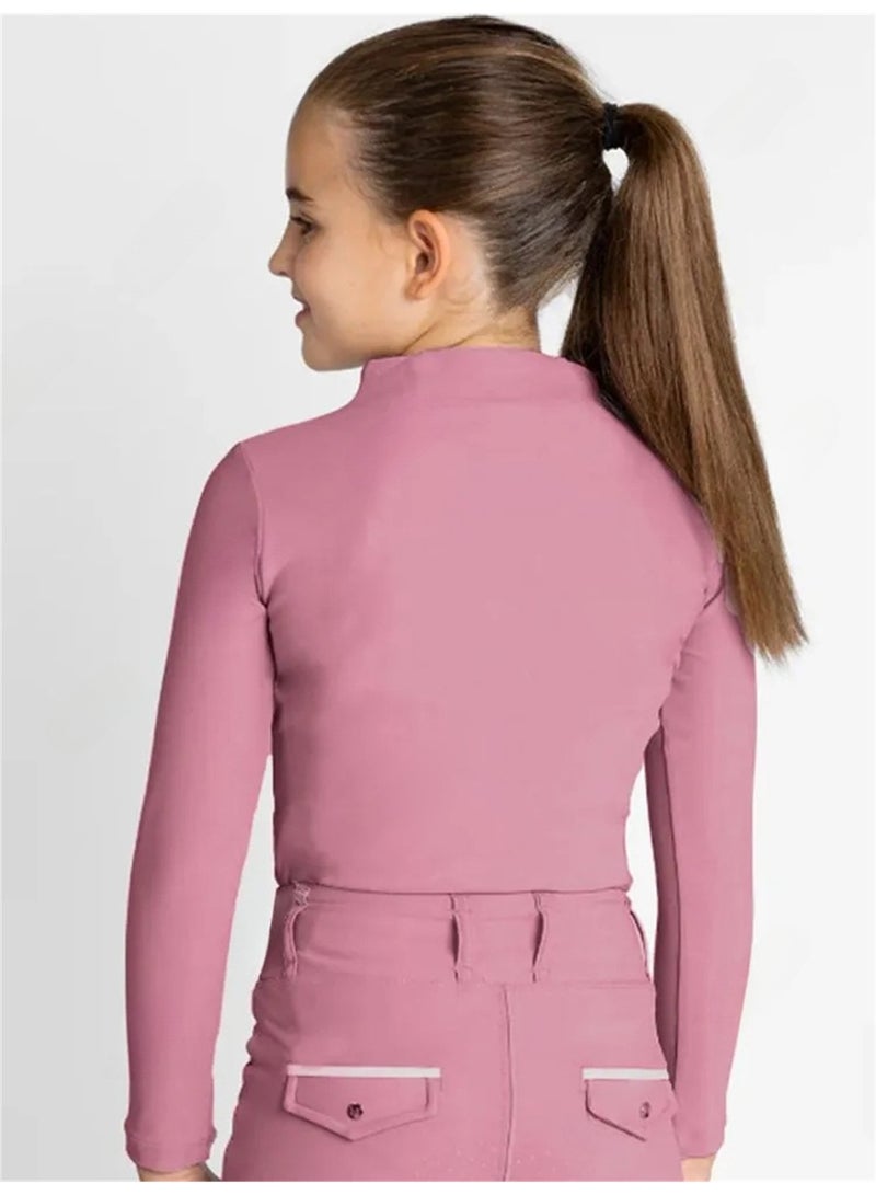 general Zipper Equestrian T-Shirts Girls Long sleeve Sport Horse Riding Clothes Breathable Tops Girl Trainning Competition Blouse - Image 2