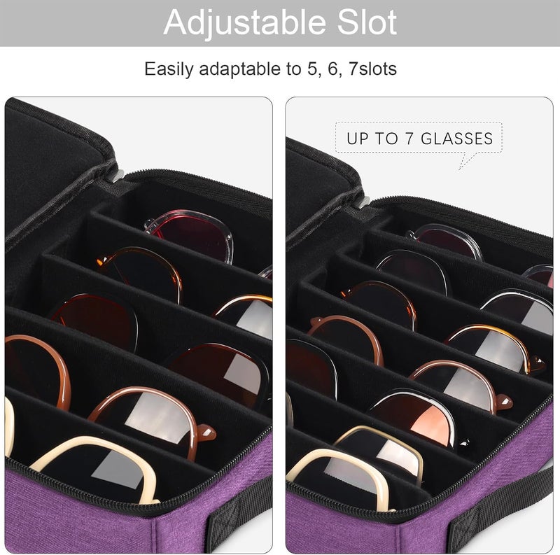 Bukere Travel Sunglasses Organizer Case, Adjustable Slot For Multiple Pairs, Portable Eyeglasses Storage Box for Men Women - Image 2