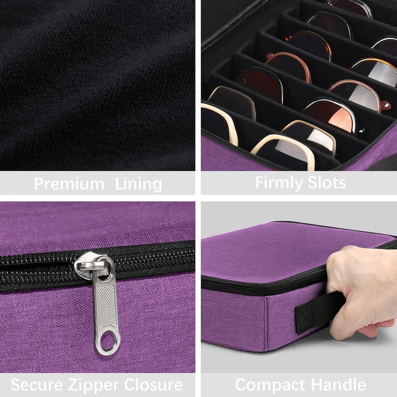 Bukere Travel Sunglasses Organizer Case, Adjustable Slot For Multiple Pairs, Portable Eyeglasses Storage Box for Men Women - Image 3