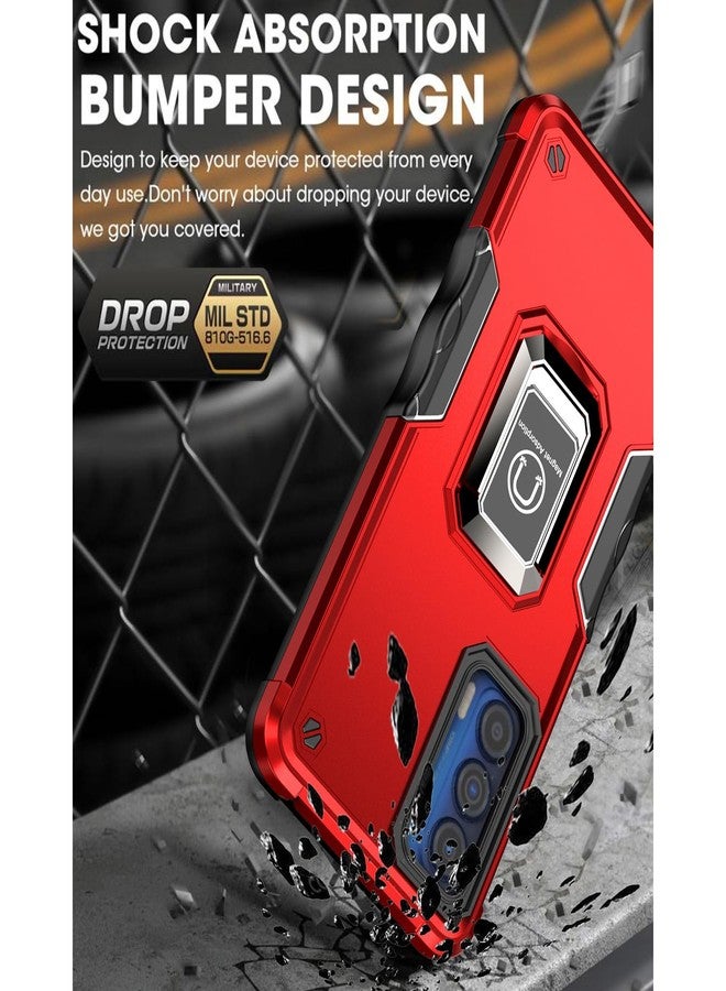 TJ's TJS for Motorola Moto Edge 2021 Case, Moto Edge 5G UW Case, with Tempered Glass Screen Protector, [Military Grade] Heavy Duty Protective Cover, Magnetic Support Ring Kickstand Phone Case (Black) - Image 4