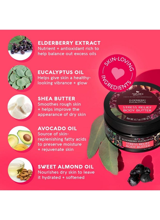 Nature's Beauty Nature's Beauty Elderberry Eucalyptus Stress Relief Body Butter Multi-Pack - Luxury Moisturizer, Unwind + Restore Your Skin, Made w/Shea Butter, Avocado + Sweet Almond Oil, 6.7 oz (2 Pack)  - Image 2